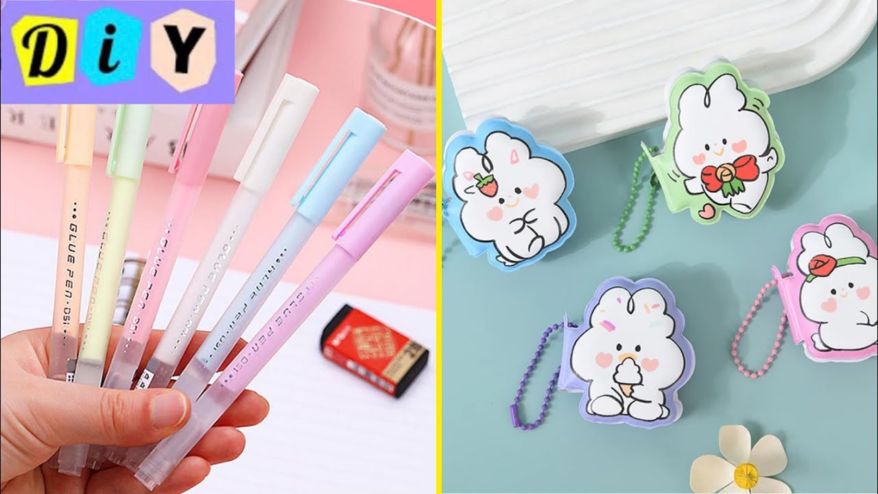 π Easy Paper Craft Idea / DIY Glue pen / DIY Rabbit keychain notebook ...