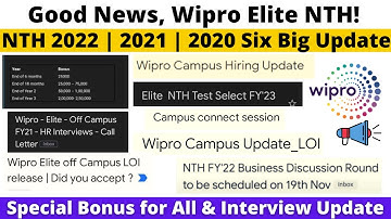 Wipro Elite NTH Six Big Update 2022 | 2021 | 2020 | Special Bonus For All | NTH Interview & LOI Mail