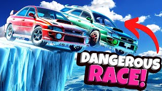 Surviving Racing the Most DANGEROUS Snowy Cliff Road in BeamNG Drive Mods! screenshot 3