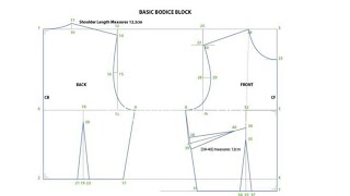 Drafting a basic bodice block (half scale).