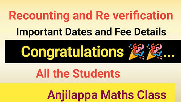 Congratulations // Inter Recounting//Re verification//Imp dates//Fee details