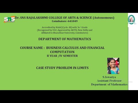 S.Iswariya | Assistant Professor| Case Study on Limits | SNSinstitutions