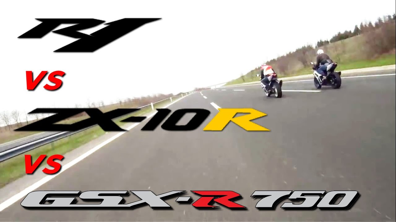 +300km/h Yamaha R1 vs ZX10R vs GSXR 750 +2min TOP SPEED YouTube