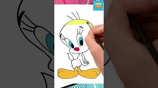 Drawing & Coloring Cute Tweety Bird | Quick & Fun YouTube Shorts #shorts #tweetybird #looneytunes