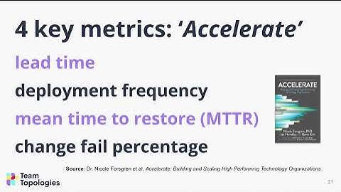 Team Topologies for Managers - The four Accelerate metrics