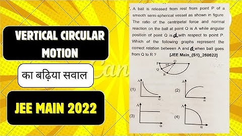 A ball is released from rest from point P of a smooth semi- spherical | JEE MAIN 2022