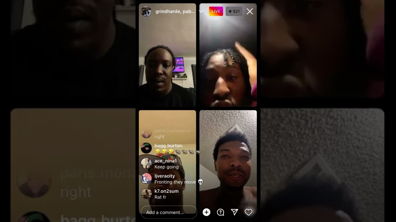 pabloskywalkin grindhard e ysr gramz & tatts Arguing / communicating instgram live (tap in😭)