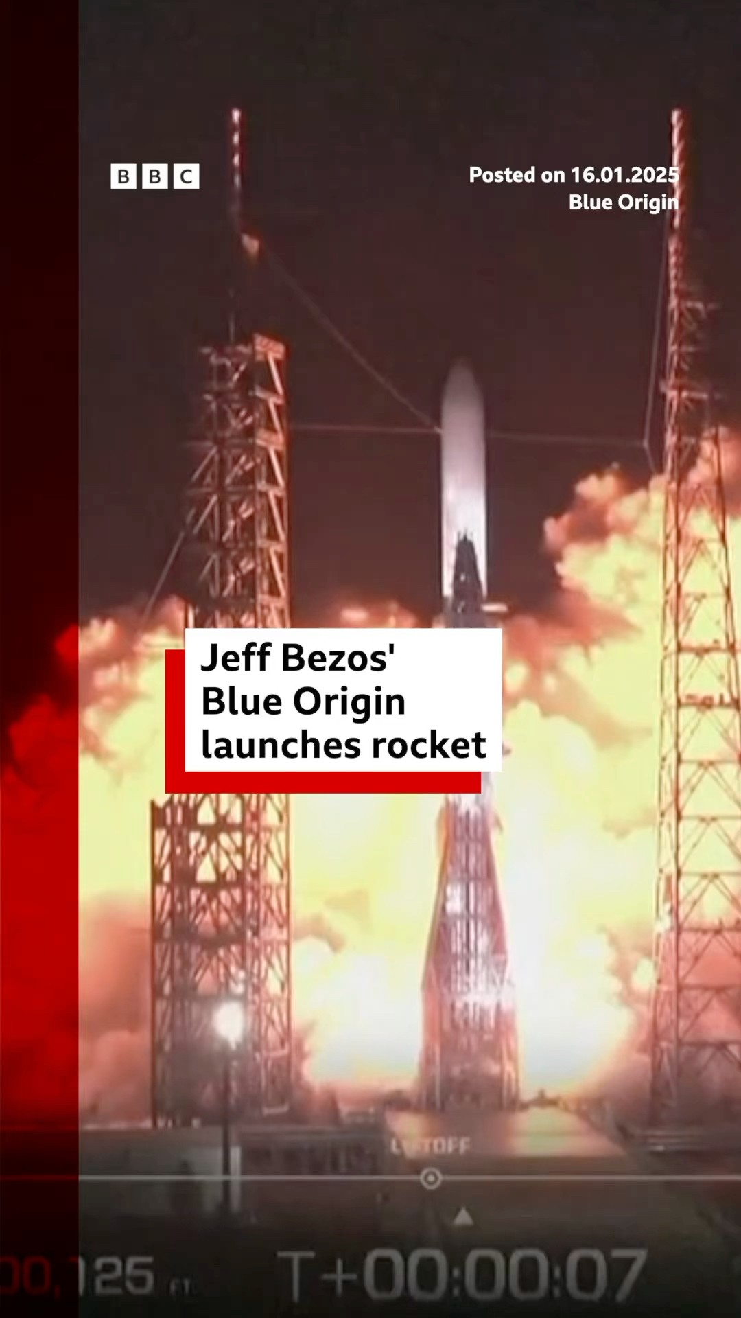 Jeff Bezos' Blue Origin rocket blasts off. #SpaceExploration #RocketLaunch #BBCNews
