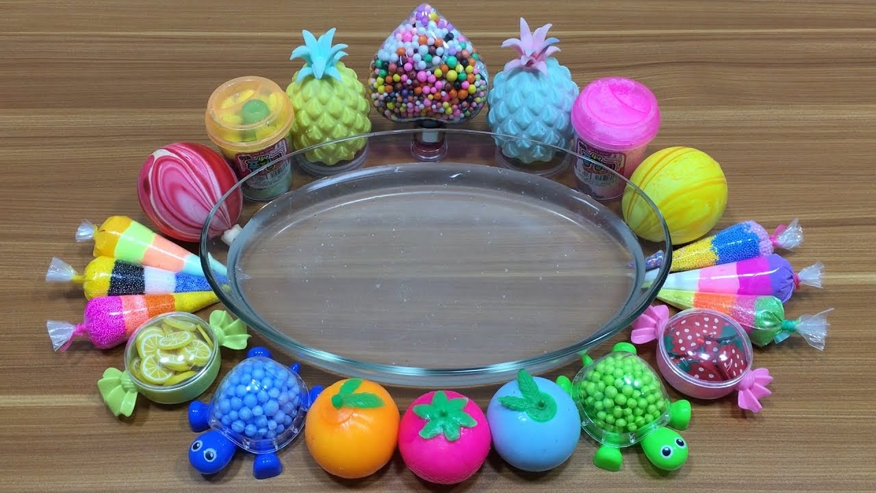 Mixing Random Things into Clear Slime !!! Slimesmoothie Relaxing Satisfying Slime Videos