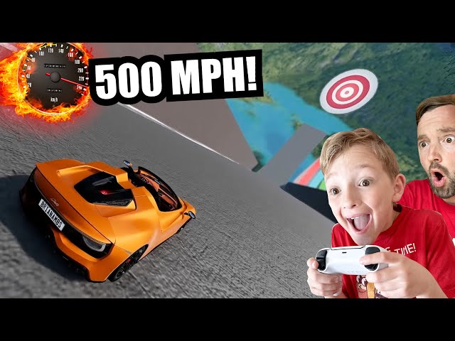 FATHER SON SPORTS CAR VIDEO GAME! / Impossible Death Jump! class=