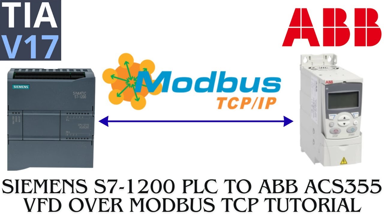 ABB ACS355 Modbus TCP to Siemens s7-1200 PLC - YouTube