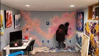 painting a cotton candy cloud mural