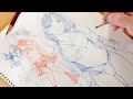 red and blue pencil : 消せる色鉛筆で描く