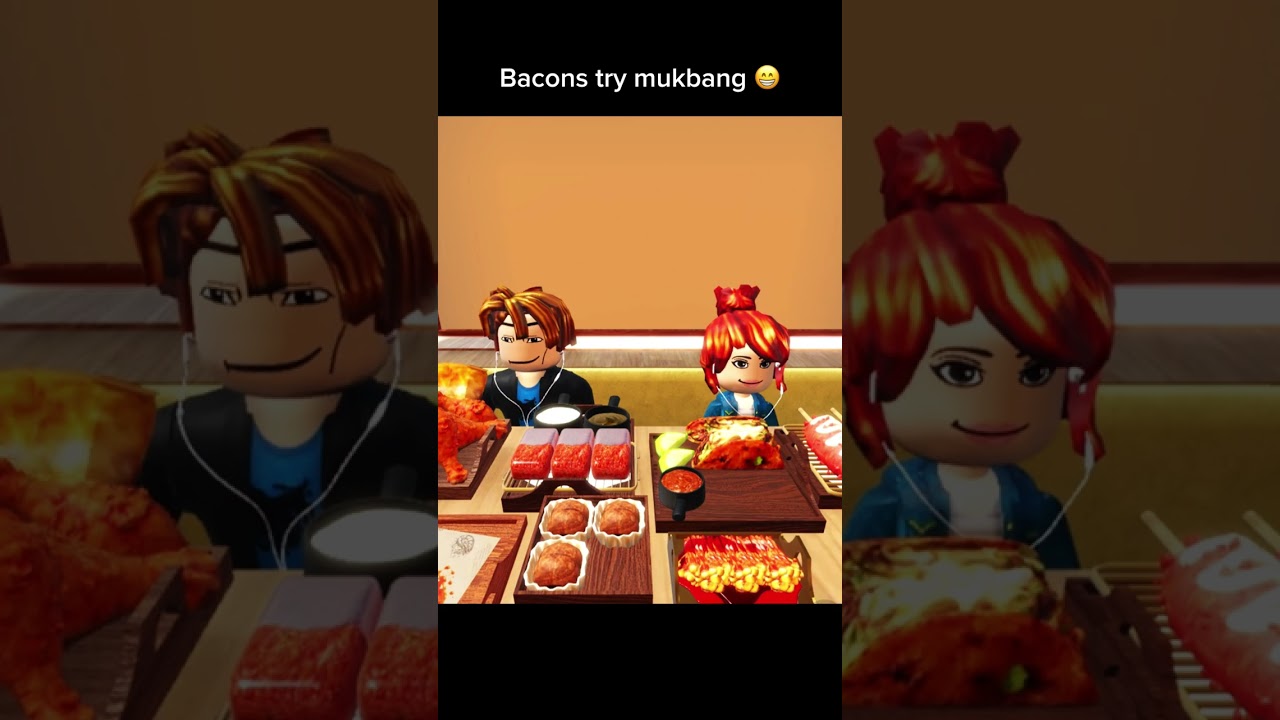 Bacons try Roblox mukbang 🍜😁 #roblox 