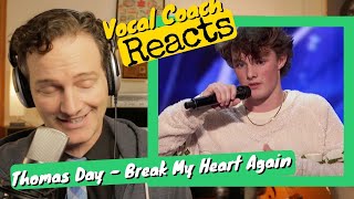 Vocal Coach REACTS - Thomas Day 'Break My Heart Again' (FINNEAS cover) AGT