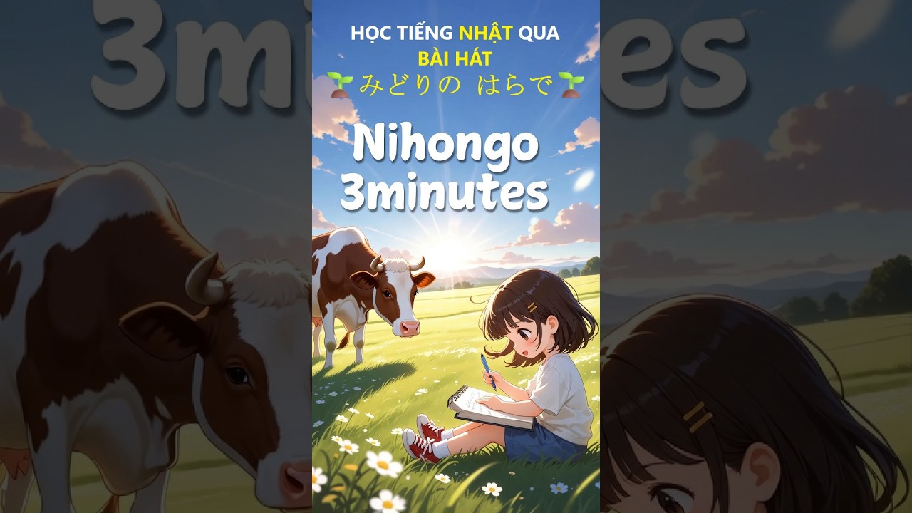 Bài hát tiếng Nhật siêu dễ nhớ  🌱 みどりの はらで – Cánh Đồng Xanh