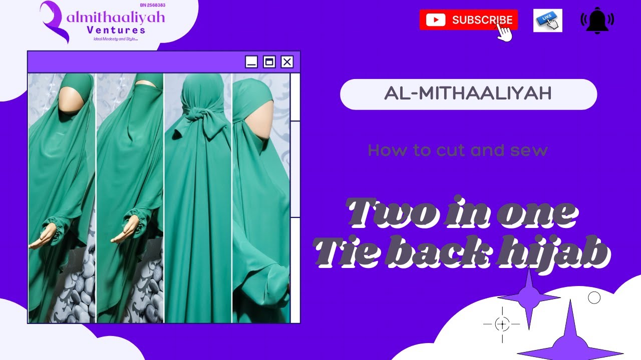 DIY!!! Hijab cutting and stitching (How to cut and sew two in one tie back hijab)