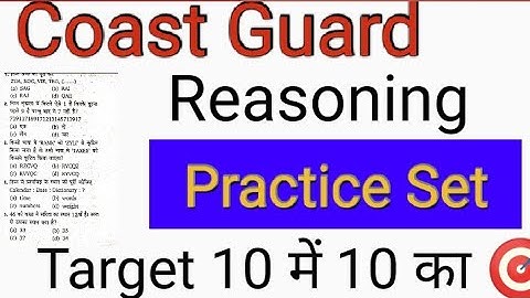 Indian Coast Guard Reasoning Previous Year Questions PAPER ll Coast Guard Reasoning Practice Set ll