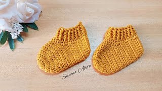 كروشية لكلوك / شراب / سليبر أطفال مقاس 3_6 بخطوات سهلة للمبتدئين crochet baby shoes