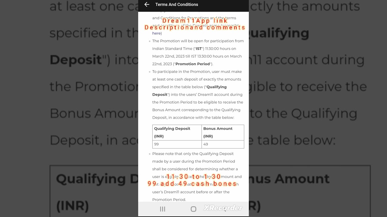 Dream11 deposit cash bones offers march
