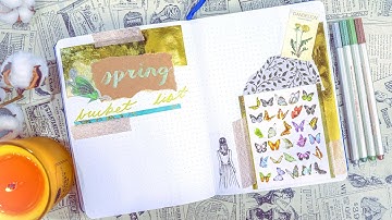 spring bucket list spread real time journal with me (asmr) 🍀💮: no music, no talking