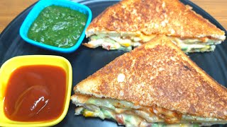 Homemade Triple Layered Cheese Sandwich Recipe | Veg Cheese Sandwich | Cheese Sandwich