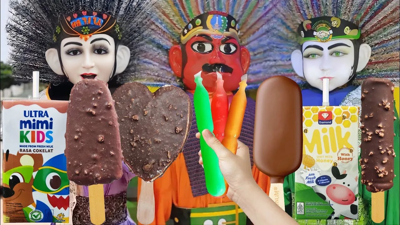 ONDEL ONDEL MAKAN SEMUA ES KRIM COKLAT, MINTA MINUM ES KIKO DAN SUSU, ONDEL ONDEL KETAWA