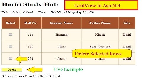 Delete Multiple Selected Rows in GridView at Once in Asp.Net C# | Hindi | Online Learning Tutorials