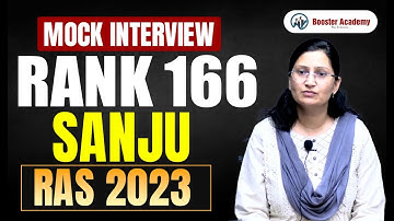 RAS 2023 Mock Interview | Rank 166 SANJU | Booster Academy | Complete Personality Test Guidance