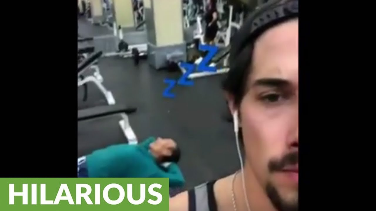 Elderly man caught napping at the gym