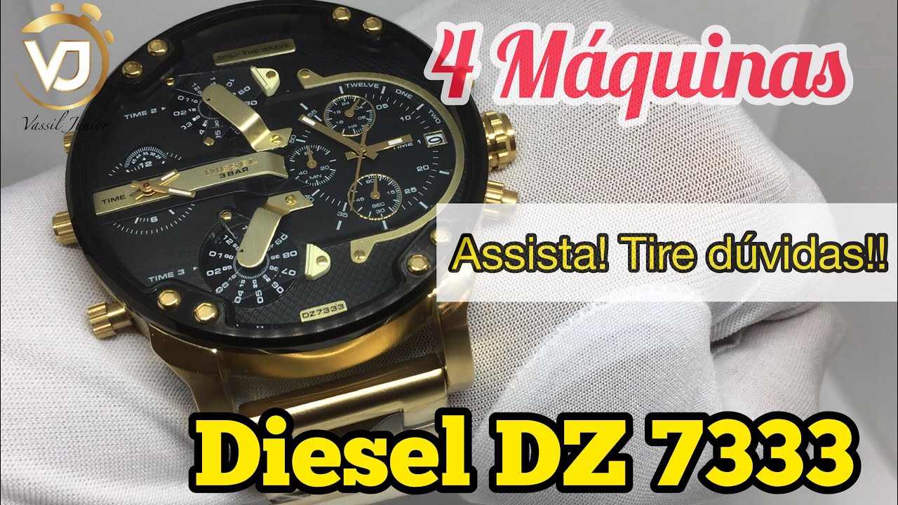 Relógio diesel dz7333 dourado 4 maquinas Outlet