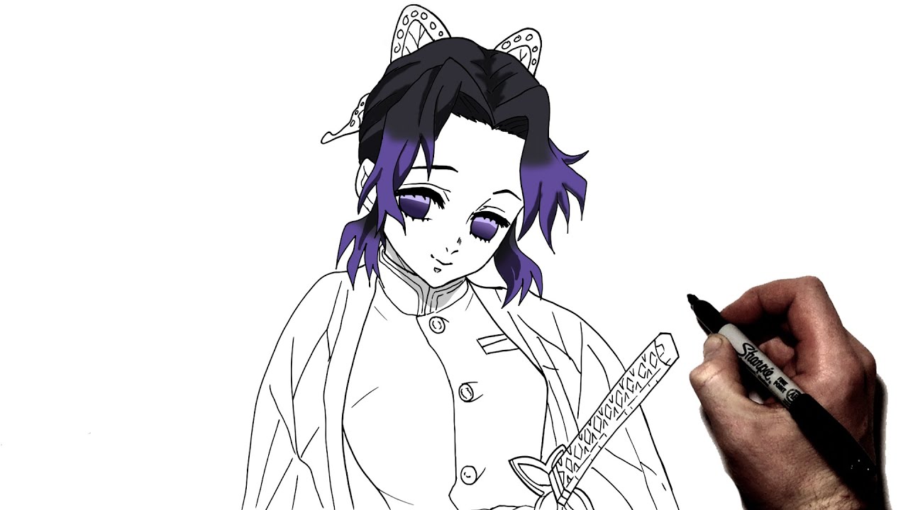 HOW TO DRAW SHINOBU KOCHO - DEMON SLAYER (Kimetsu no Yaiba) 