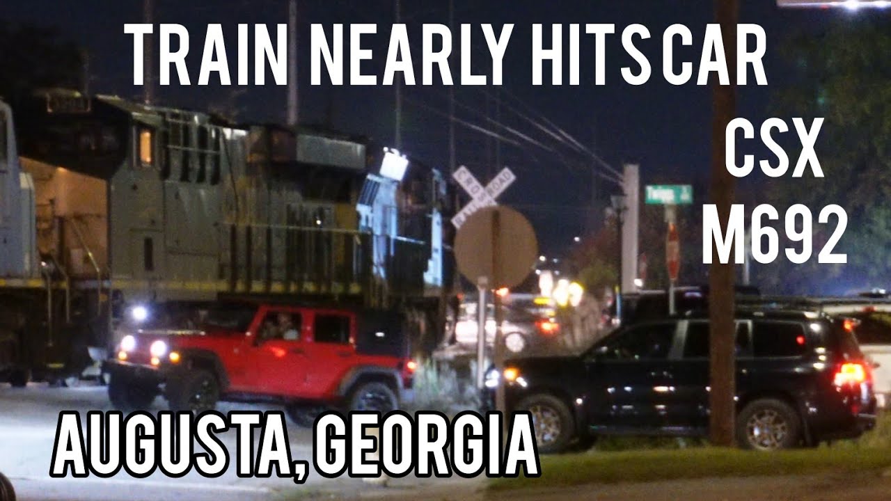 Train Nearly Hits Car Stuck on Tracks, Augusta, Georgia [Short Version ...