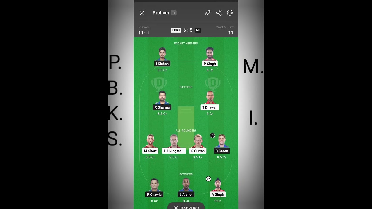 PBKS Vs MI dream11 