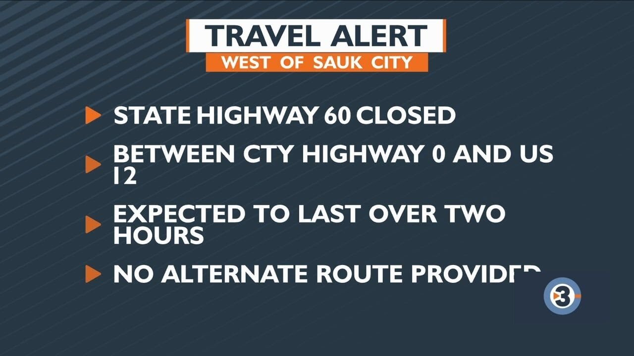 Crash west of Sauk City causes road closure - YouTube