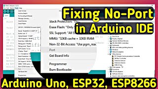 Arduino IDE: Fixing 'No Port' Error & Installing Drivers for ESP32, Arduino Uno, and ESP8266 NodeMCU