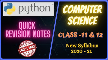 [PDF] Python Notes for Beginners | Class 11 and Class 12 Quick Revision Notes New Syllabus 2020-21
