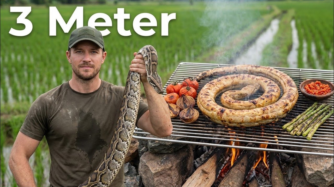 Snake Eating Rice Primitive Cooking Python Snake in Rice Fields | ASMR No Talking - YouTube