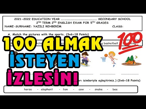 5. Sınıf İngilizce 2. Dönem 2. Yazılı | 1. Örnek 2022