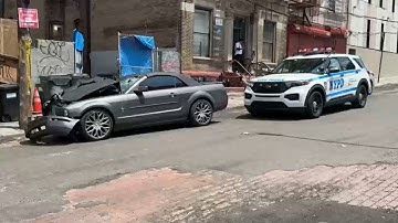 6 people hurt when car crashes into scaffolding