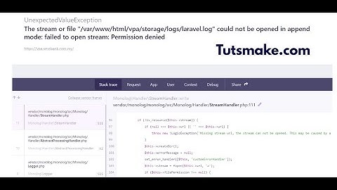laravel log could not be in append mode failed to open stream permission denied