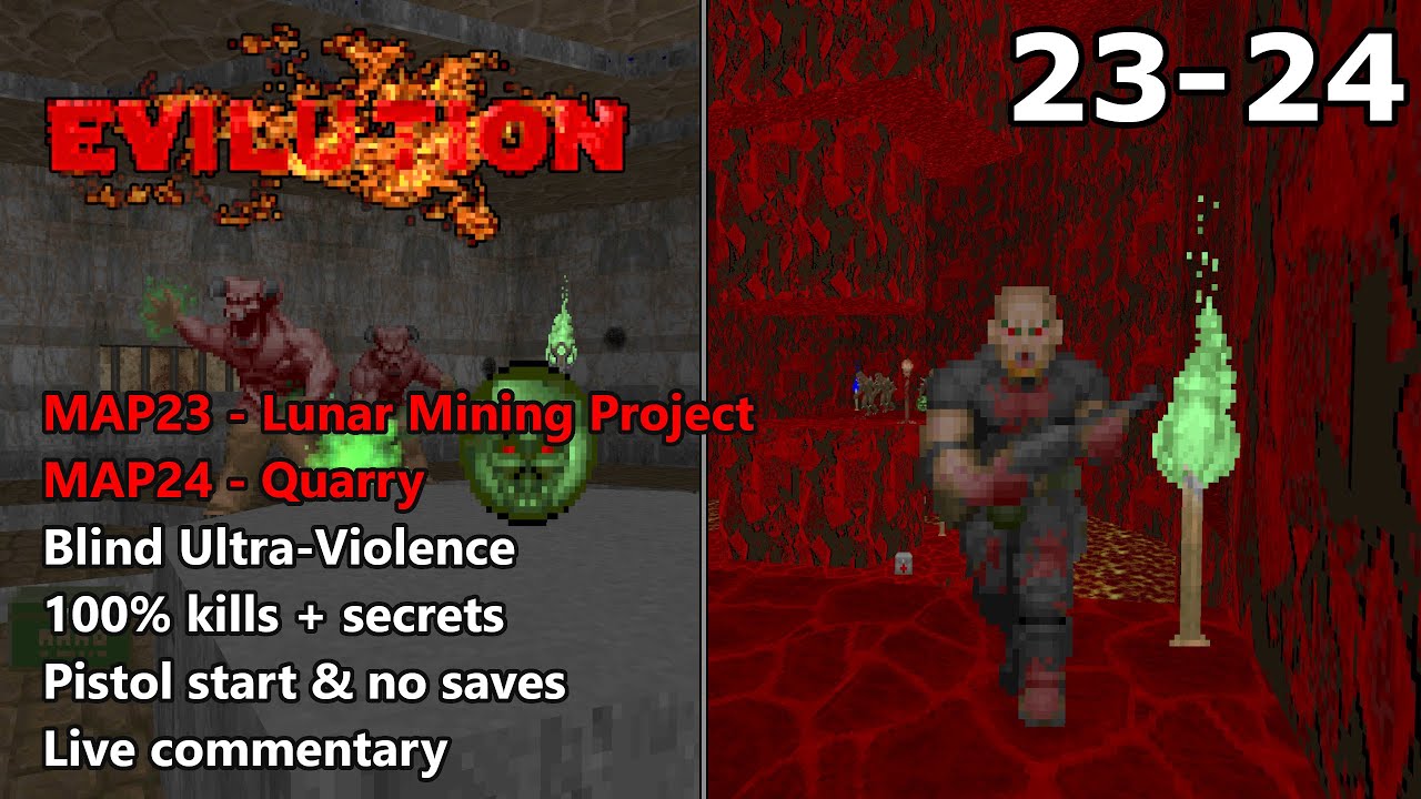 TNT: Evilution - MAP23 (Lunar Mining Project) + MAP24 (Quarry) - Blind Ultra-Violence 100%