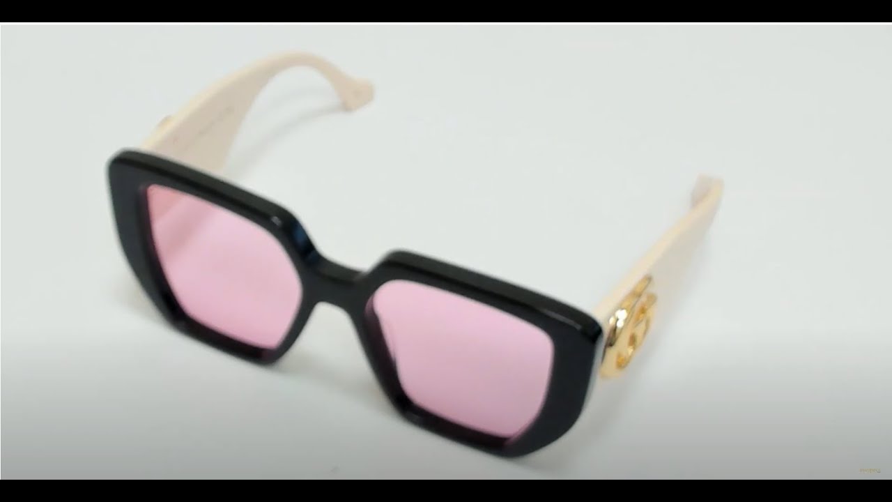 Gucci Sunglasses ModelGG0956S Color002 BlackWhiteGold Logo/Pink
