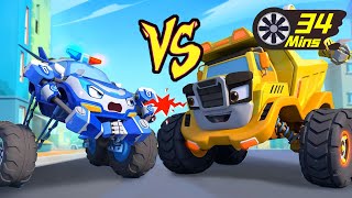 Police Car Vs Construction Truck | Who’s the Best Monster Car? | Kids Songs | BabyBus - Cars World