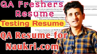 QA Freshers Resume Format | Prepare Freshers Testing CV | QA Resume | Software Tester Resume Format
