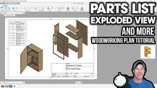 CABINET Exploded View, Open Door View, and Material Cut List!  (Fusion 360 Woodworking Tutorial)