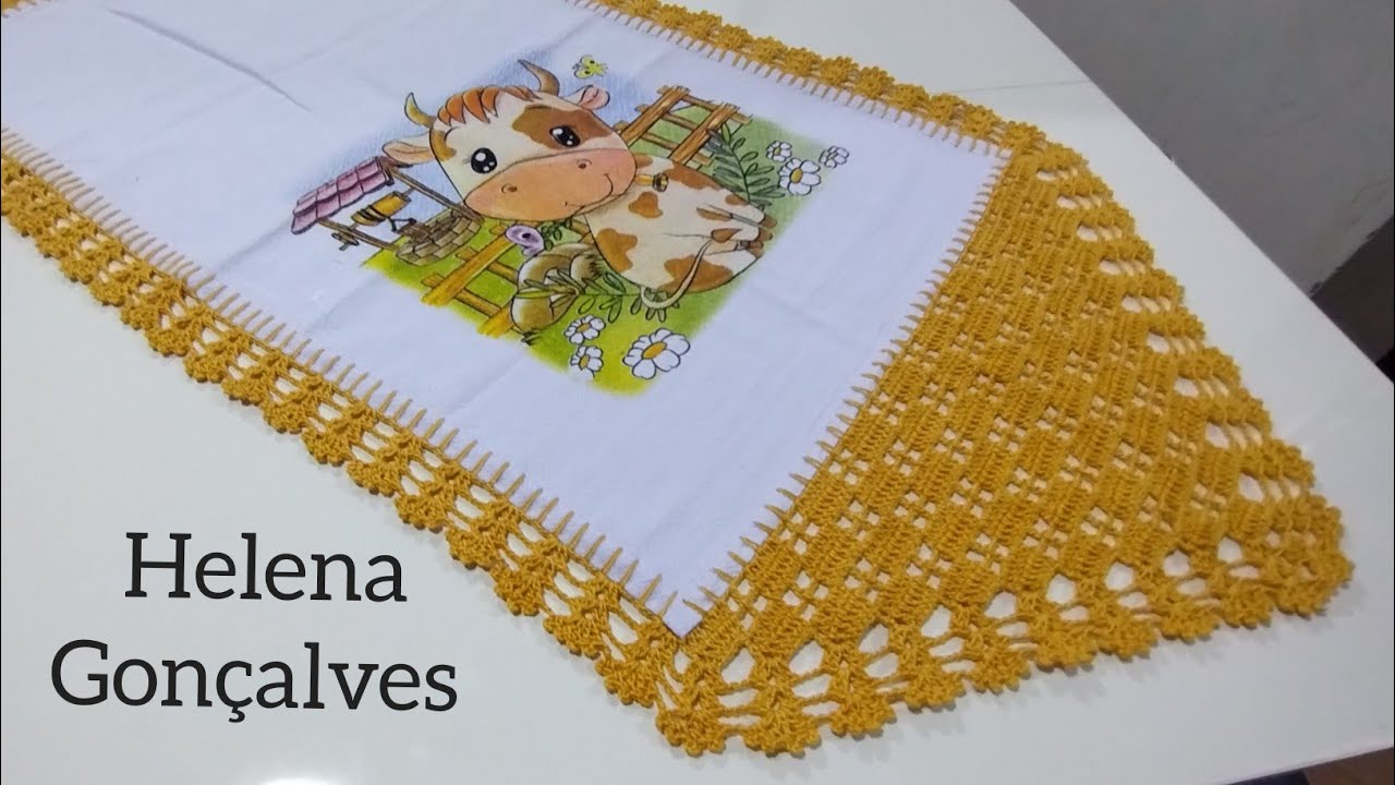 Pano com barrado de crochê para colocar em cima da geladeira 😊 #helenagonçalves #semprecirculo