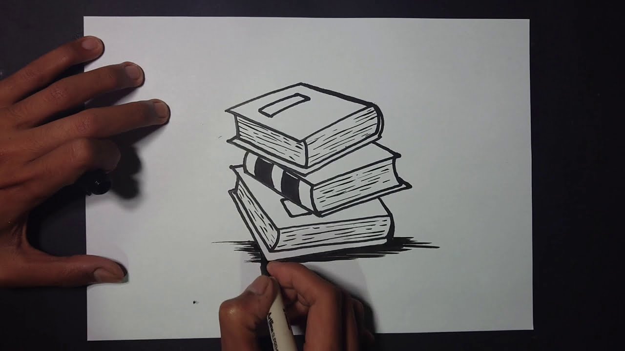 Stack Of Books Drawing - How To Draw A Stack Of Books Step By Step