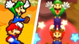 Mario & Luigi: Superstar Saga 3DS - All Bros. Attacks Comparison (3DS vs Original)