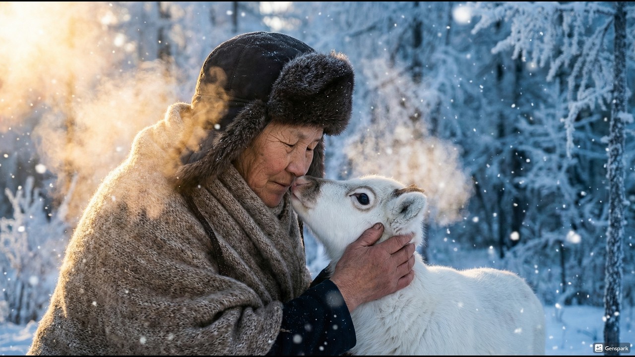 72°C Oymyakon Babushka Heals Injured Reindeer Calf in Deadly Cold – 2 Years Later It Protected Her